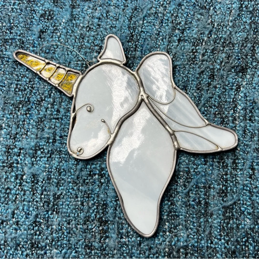 Stained Glass Unicorn Head Hanging Ornament Sun Catcher 7